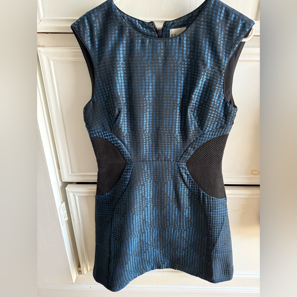 Reiss Blue and Black Patterned Mini Dress